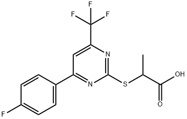 2-{[4-(4-fluorophenyl)-6-(trifluoromethyl)pyrimidin-2-yl]thio}propanoic acid 化学構造式