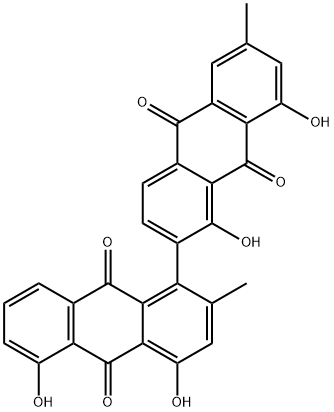 1',4,5,8'-テトラヒドロキシ-2,6'-ジメチル[1,2'-ビアントラセン]-9,9',10,10'-テトラオン 化学構造式