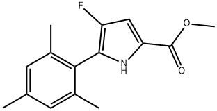 4-フルオロ-5-(2,4,6-トリメチルフェニル)-1H-ピロール-2-カルボン酸メチル 化学構造式