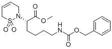 2H-1,2-THIAZINE-2-ACETIC ACID, 3,6-DIHYDRO-ALPHA-[4-[[(PHENYLMETHOXY)CARBONYL]AMINO]BUTYL]-, METHYL ESTER, 1,1-DIOXIDE, (ALPHAS) Struktur