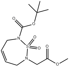 1,2,7-THIADIAZEPINE-2(3H)-ACETIC ACID, 7-[(1,1-DIMETHYLETHOXY)CARBONYL]-6,7-DIHYDRO-, METHYL ESTER, 1,1-DIOXIDE Structure