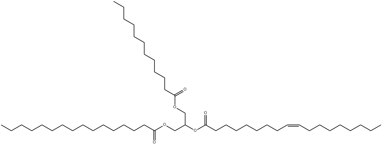 1-月桂酸-2-油酸-3-棕榈酸甘油酯, 51604-51-4, 结构式