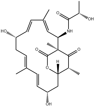 (S)-N-[(1S,2R,3E,5E,7S,9E,11E,13S,15S,19R)-7,13-ジヒドロキシ-1,4,10,19-テトラメチル-17,18-ジオキソ-16-オキサビシクロ[13.2.2]ノナデカ-3,5,9,11-テトラエン-2-イル]-2-ヒドロキシプロパンアミド 化学構造式