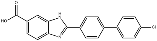 2-(4'-Chlorobiphenyl-4-yl)-1H-benzimidazole-5-carboxylic acid 化学構造式