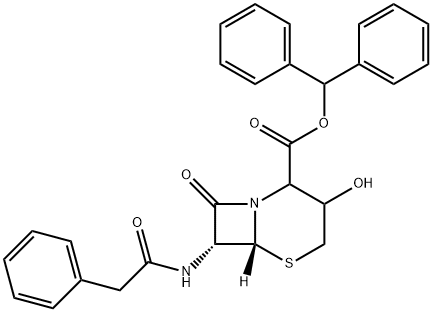 BENZHYDRYL 3-HYDROXY-7-(PHENYLACETAMIDO)CEPHAM-4-CARBOXYLATE 化学構造式