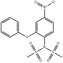 N-メタンスルホニル-N-(4-ニトロ-2-フェノキシフェニル)メタンスルホンアミド 化学構造式