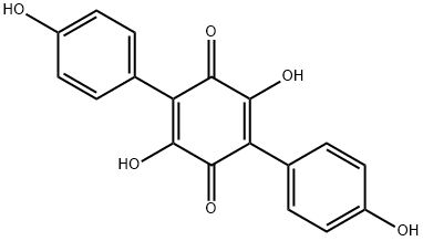 2,5-ジヒドロキシ-3,6-ビス(4-ヒドロキシフェニル)-2,5-シクロヘキサジエン-1,4-ジオン 化学構造式