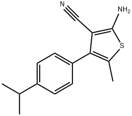 2-AMINO-4-(4-ISOPROPYLPHENYL)-5-METHYLTHIOPHENE-3-CARBONITRILE Struktur