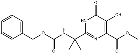 4-PYRIMIDINECARBOXYLIC ACID, 1,6-DIHYDRO-5-HYDROXY-2-[1-METHYL-1-[[(PHENYLMETHOXY)CARBONYL]AMINO]ETHYL]-6-OXO-, METHYL ESTER Structure