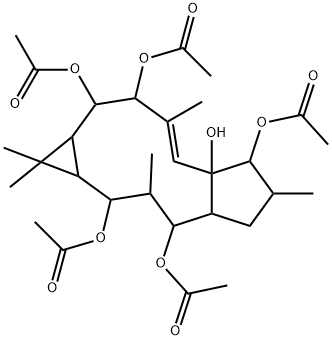 1a,2,3,4,4a,5,6,7,7a,10,11,11a-Dodecahydro-1,1,3,6,9-pentamethyl-1H-cyclopenta[a]cyclopropa[f]cycloundecene-2,4,7,7a,10,11-hexol 2,4,7,10,11-pentaacetate Structure