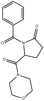 4-[(1-ベンゾイル-5-オキソピロリジン-2-イル)カルボニル]モルホリン 化学構造式