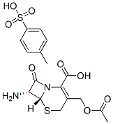 (6R)-3-[(アセチルオキシ)メチル]-7α-アミノ-8-オキソ-5-チア-1-アザビシクロ[4.2.0]オクタ-2-エン-2-カルボン酸・4-メチルベンゼンスルホン酸 化学構造式
