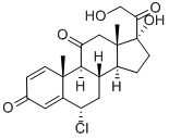6α-クロロ-17,21-ジヒドロキシプレグナ-1,4-ジエン-3,11,20-トリオン 化学構造式