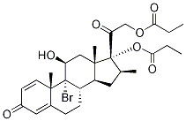 (11β,16β)-9-BroMo-11-hydroxy-16-Methyl-17,21-bis(1-oxopropoxy)pregna-1,4-diene-3,20-dione 化学構造式