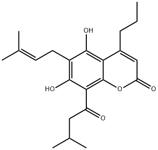 4-Propyl-5,7-dihydroxy-6-(3-methyl-2-butenyl)-8-(3-methylbutyryl)-2H-1-benzopyran-2-one|