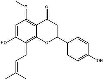 2,3-ジヒドロ-7-ヒドロキシ-2-(4-ヒドロキシフェニル)-5-メトキシ-8-(3-メチル-2-ブテニル)-4H-1-ベンゾピラン-4-オン 化学構造式