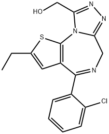 4-(2-Chlorophenyl)-2-ethyl-6H-thieno[3,2-f][1,2,4]triazolo[4,3-a][1,4]diazepine-9-Methanol 化学構造式