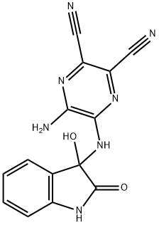 5-Amino-6-[(2,3-dihydro-3-hydroxy-2-oxo-1H-indol-3-yl)amino]-2,3-pyrazinedicarbonitrile Structure