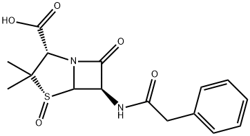 [2S-(2alpha,4alpha,5alpha,6beta)]-3,3-dimethyl-7-oxo-6-(phenylacetamido)-4-thia-1-azabicyclo[3.2.0]heptane-2-carboxylic acid 4-oxide Structure