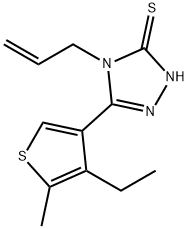 5-(4-乙基-5-甲基-噻吩-3-基)-4-丙-2-烯基-2H-1,2,4-三唑-3-硫酮, 522597-63-3, 结构式