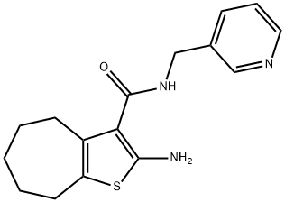 2-AMINO-N-(PYRIDIN-3-YLMETHYL)-5,6,7,8-TETRAHYDRO-4H-CYCLOHEPTA[B]THIOPHENE-3-CARBOXAMIDE 化学構造式