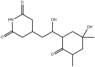 2,6-Piperidinedione, 4-(2-hydroxy-2-(5-hydroxy-3,5-dimethyl-2-oxocyclo hexyl)ethyl)-, 523-86-4, 结构式