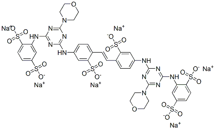 hexasodium 2,2'-[vinylenebis[(3-sulphonato-4,1-phenylene)imino[6-morpholino-1,3,5-triazine-4,2-diyl]imino]]bis(benzene-1,4-disulphonate) Struktur