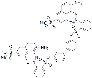 5,5'-[(1-メチルエチリデン)ビス(4,1-フェニレンオキシスルホニル-2,1-フェニレンアゾ)]ビス(6-アミノ-4-ヒドロキシ-2-ナフタレンスルホン酸ナトリウム) 化学構造式