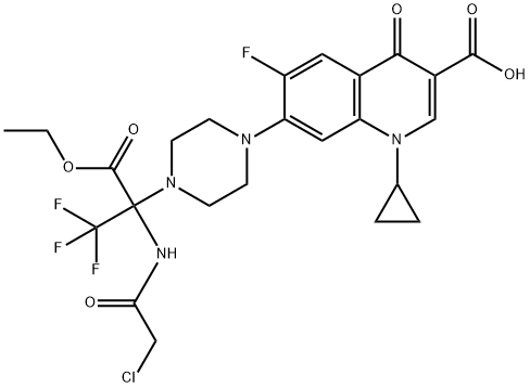 7-[4-[1-[(2-氯乙酰基)氨基]-1-(乙氧基羰基)-2,2,2-三氟乙基]-1-哌嗪基]-1-环丙基-6-氟-1,4-二氢-4-氧代-3-喹啉甲酸 结构式