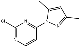 2-CHLORO-4-(3,5-DIMETHYL-1H-PYRAZOL-1-YL)-PYRIMIDINE,52476-66-1,结构式