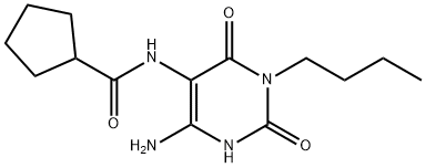 Cyclopentanecarboxamide,  N-(4-amino-1-butyl-1,2,3,6-tetrahydro-2,6-dioxo-5-pyrimidinyl)- 化学構造式