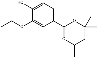 2-エトキシ-4-(4,4,6-トリメチル-1,3-ジオキサン-2-イル)フェノール 化学構造式