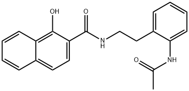 N-[2-(2-アセチルアミノフェニル)エチル]-1-ヒドロキシ-2-ナフトアミド 化学構造式
