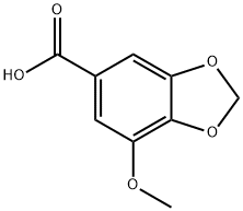 7-甲氧基苯并[D][1,3]二氧杂环戊烯-5-羧酸 结构式