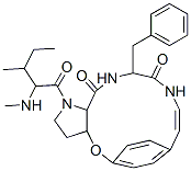 2,3,3a,13,14,15a-Hexahydro-1-[3-methyl-2-(methylamino)-1-oxopentyl]-13-(phenylmethyl)-5,8-ethenopyrrolo[3,2-b][1,5,8]oxadiazacyclotetradecine-12,15(1H,11H)-dione Struktur