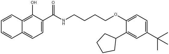 N-[4-[2-cyclopentyl-4-(1,1-dimethylethyl)phenoxy]butyl]-1-hydroxynaphthalene-2-carboxamide,52762-70-6,结构式