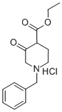 1-ベンジル-3-オキソ-4-ピペリジンカルボン酸エチル塩酸塩 化学構造式