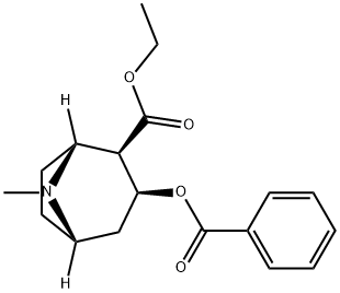 (1R,2R,3S,5S)-3-(ベンゾイルオキシ)-8-メチル-8-アザビシクロ[3.2.1]オクタン-2-カルボン酸エチル 化学構造式