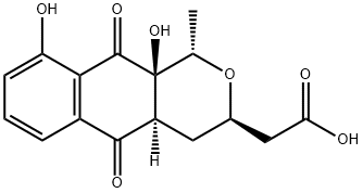 (1S)-3,4,4aα,5,10,10a-ヘキサヒドロ-9,10aβ-ジヒドロキシ-1-メチル-5,10-ジオキソ-1H-ナフト[2,3-c]ピラン-3β-酢酸 化学構造式