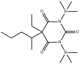 5-エチル-5-(1-メチルブチル)-1,3-ビス(トリメチルシリル)-2,4,6(1H,3H,5H)-ピリミジントリオン 化学構造式