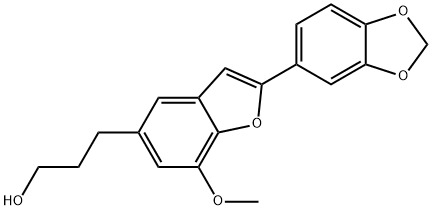 5-(3-Hydroxypropyl)-7-methoxy-2-(3,4-methylenedioxyphenyl)benzofuran,530-22-3,结构式