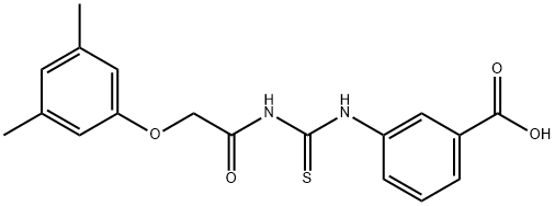 3-[[[[(3,5-DIMETHYLPHENOXY)ACETYL]AMINO]THIOXOMETHYL]AMINO]-BENZOIC ACID Struktur