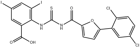 2-[[[[[5-(2,5-DICHLOROPHENYL)-2-FURANYL]CARBONYL]AMINO]THIOXOMETHYL]AMINO]-3,5-DIIODO-BENZOIC ACID|称 2-({[5-(2,5-二氯苯基)-2-糠酰]硫代氨基甲酰}氨基)-3,5-二碘苯甲酸