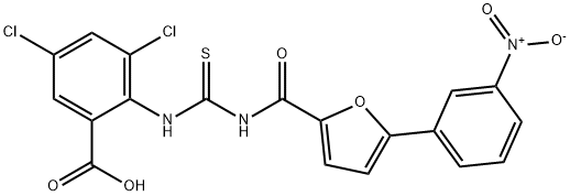 3,5-DICHLORO-2-[[[[[5-(3-NITROPHENYL)-2-FURANYL]CARBONYL]AMINO]THIOXOMETHYL]AMINO]-BENZOIC ACID,530134-41-9,结构式