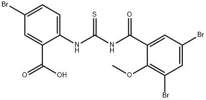5-BROMO-2-[[[(3,5-DIBROMO-2-METHOXYBENZOYL)AMINO]THIOXOMETHYL]AMINO]-BENZOIC ACID 化学構造式