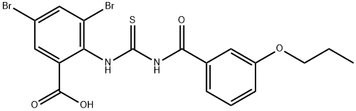 3,5-DIBROMO-2-[[[(3-PROPOXYBENZOYL)AMINO]THIOXOMETHYL]AMINO]-BENZOIC ACID Struktur