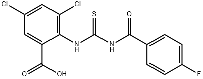 3,5-DICHLORO-2-[[[(4-FLUOROBENZOYL)AMINO]THIOXOMETHYL]AMINO]-BENZOIC ACID,530138-14-8,结构式