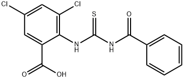 2-[[(BENZOYLAMINO)THIOXOMETHYL]AMINO]-3,5-DICHLORO-BENZOIC ACID 结构式