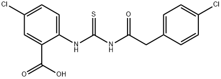 5-CHLORO-2-[[[[(4-CHLOROPHENYL)ACETYL]AMINO]THIOXOMETHYL]AMINO]-BENZOIC ACID,530140-49-9,结构式