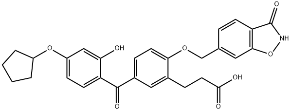 Benzenepropanoic acid, 5-[4-(cyclopentyloxy)-2-hydroxybenzoyl]-2-[(2,3-dihydro-3-oxo-1,2-benzisoxazol-6-yl)Methoxy]- price.